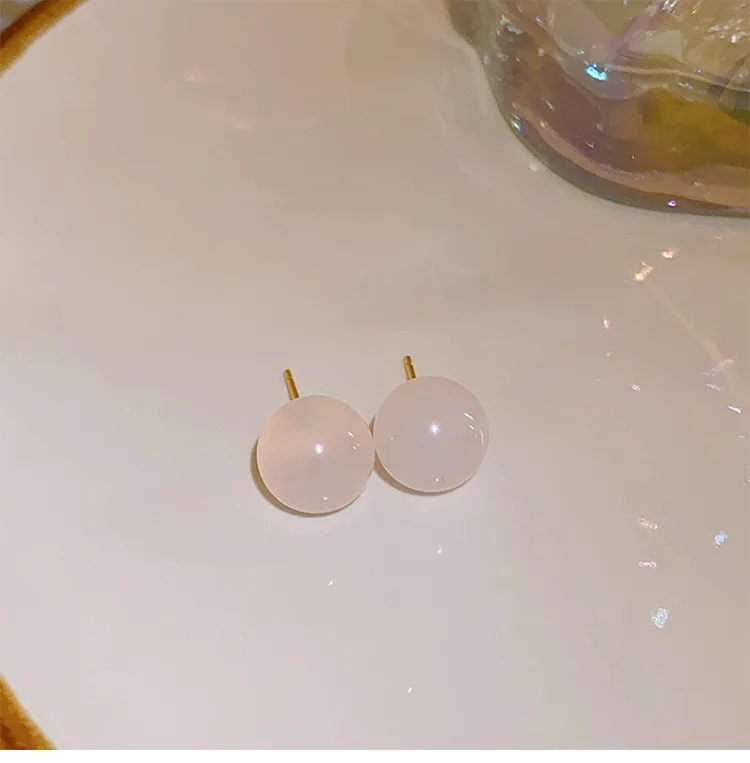 1 Pair Casual Simple Style Streetwear Geometric Plating Jade Ear Studs display picture 2