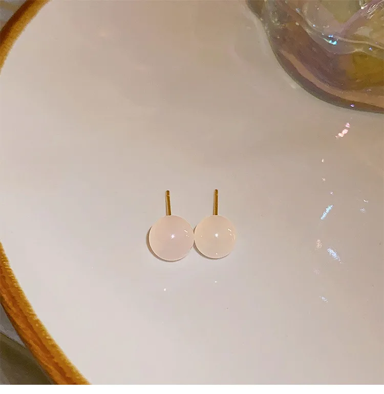 1 Pair Casual Simple Style Streetwear Geometric Plating Jade Ear Studs display picture 4
