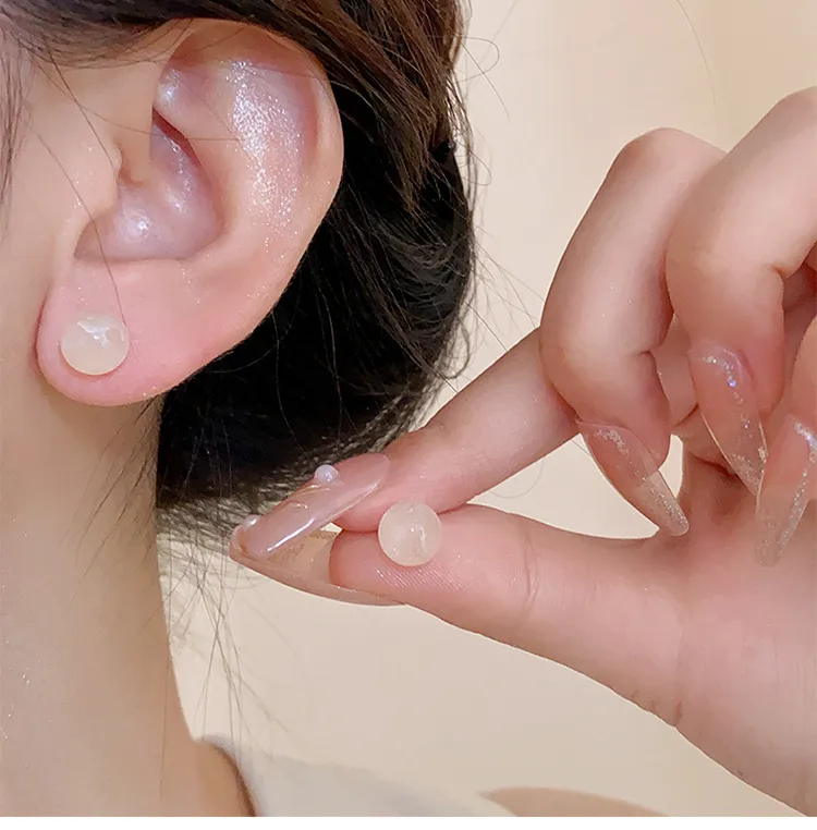 1 Pair Casual Simple Style Streetwear Geometric Plating Jade Ear Studs display picture 5