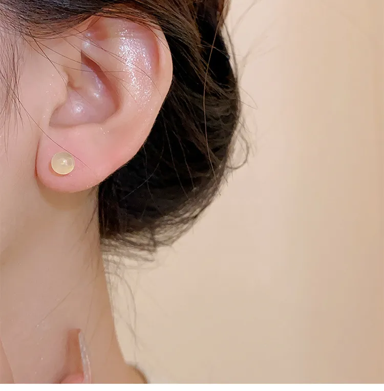 1 Pair Casual Simple Style Streetwear Geometric Plating Jade Ear Studs display picture 7