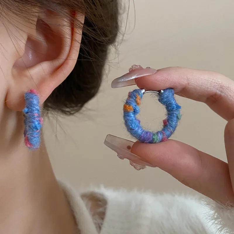 1 Pair Sweet Color Block Braid Alloy Earrings display picture 1