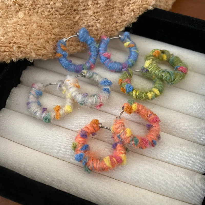 1 Pair Sweet Color Block Braid Alloy Earrings display picture 2
