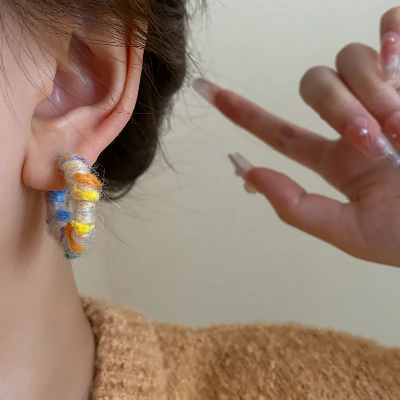 1 Pair Sweet Color Block Braid Alloy Earrings display picture 3