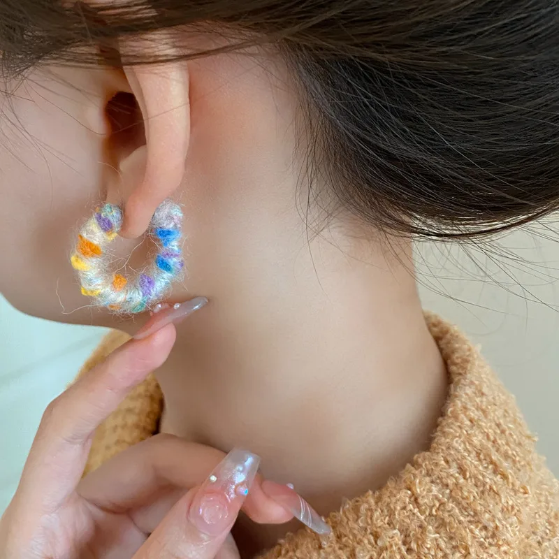 1 Pair Sweet Color Block Braid Alloy Earrings display picture 5