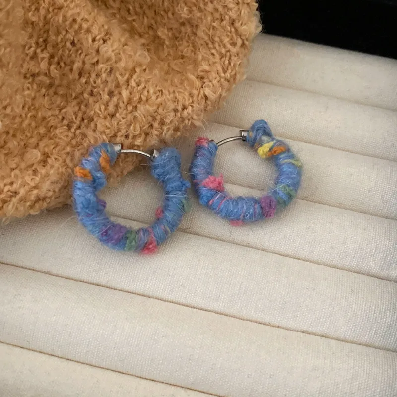 1 Pair Sweet Color Block Braid Alloy Earrings display picture 6
