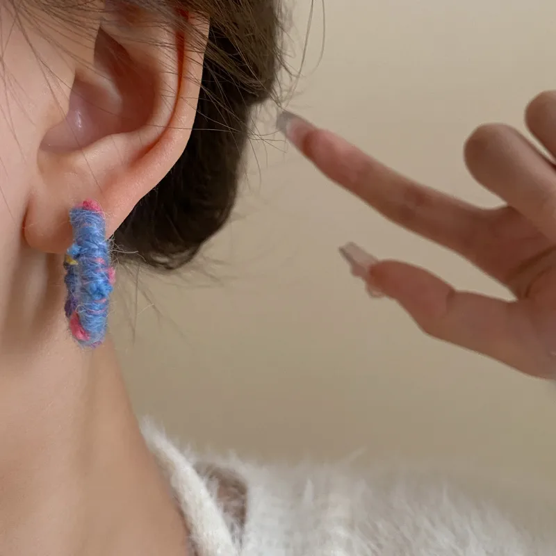 1 Pair Sweet Color Block Braid Alloy Earrings display picture 7