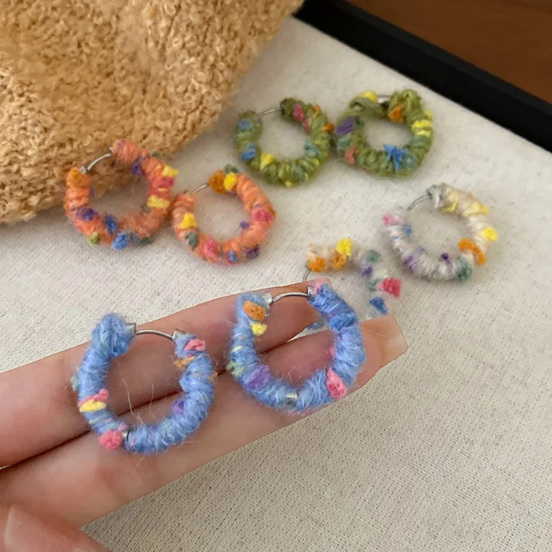 1 Pair Sweet Color Block Braid Alloy Earrings display picture 8