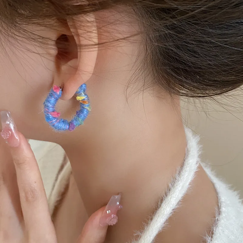 1 Pair Sweet Color Block Braid Alloy Earrings display picture 9