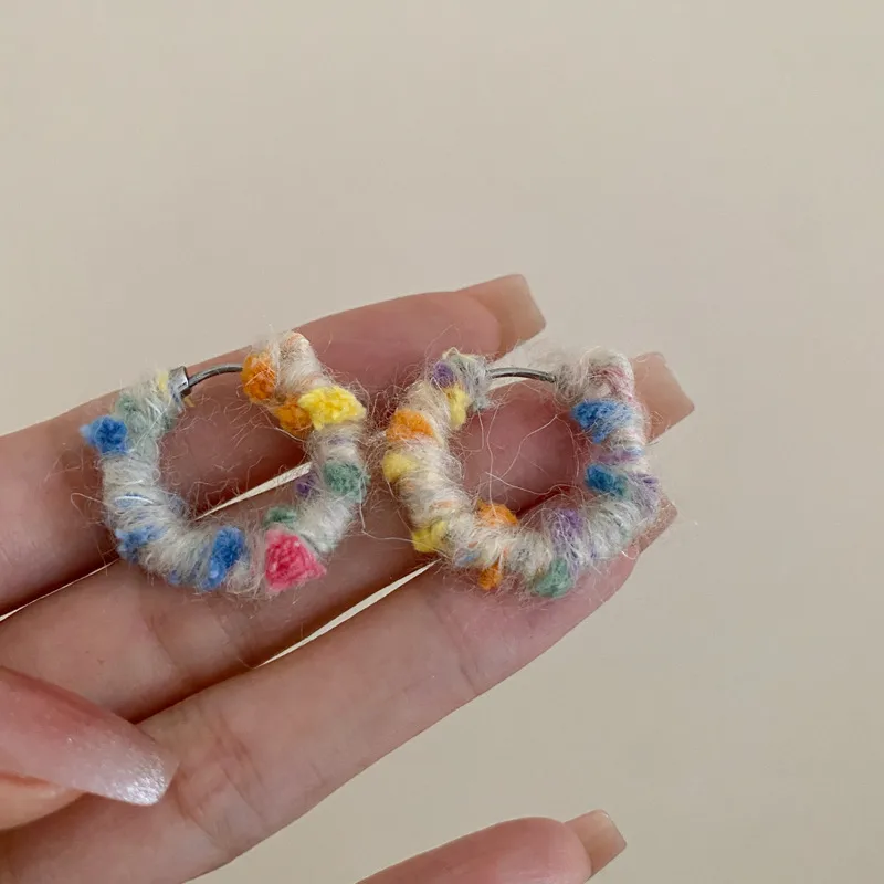1 Pair Sweet Color Block Braid Alloy Earrings display picture 11