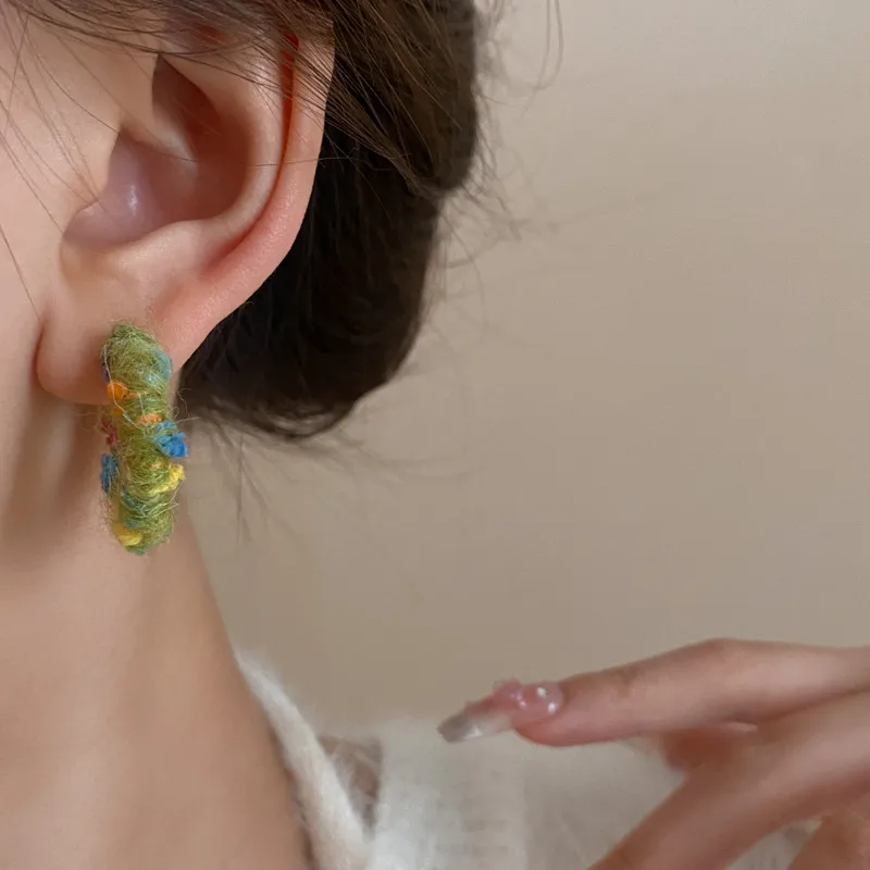 1 Pair Sweet Color Block Braid Alloy Earrings display picture 12