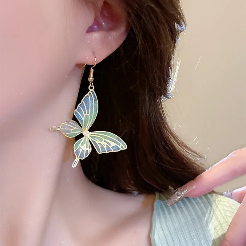 1 Pair Casual Simple Style Streetwear Butterfly Plating Copper Drop Earrings display picture 3