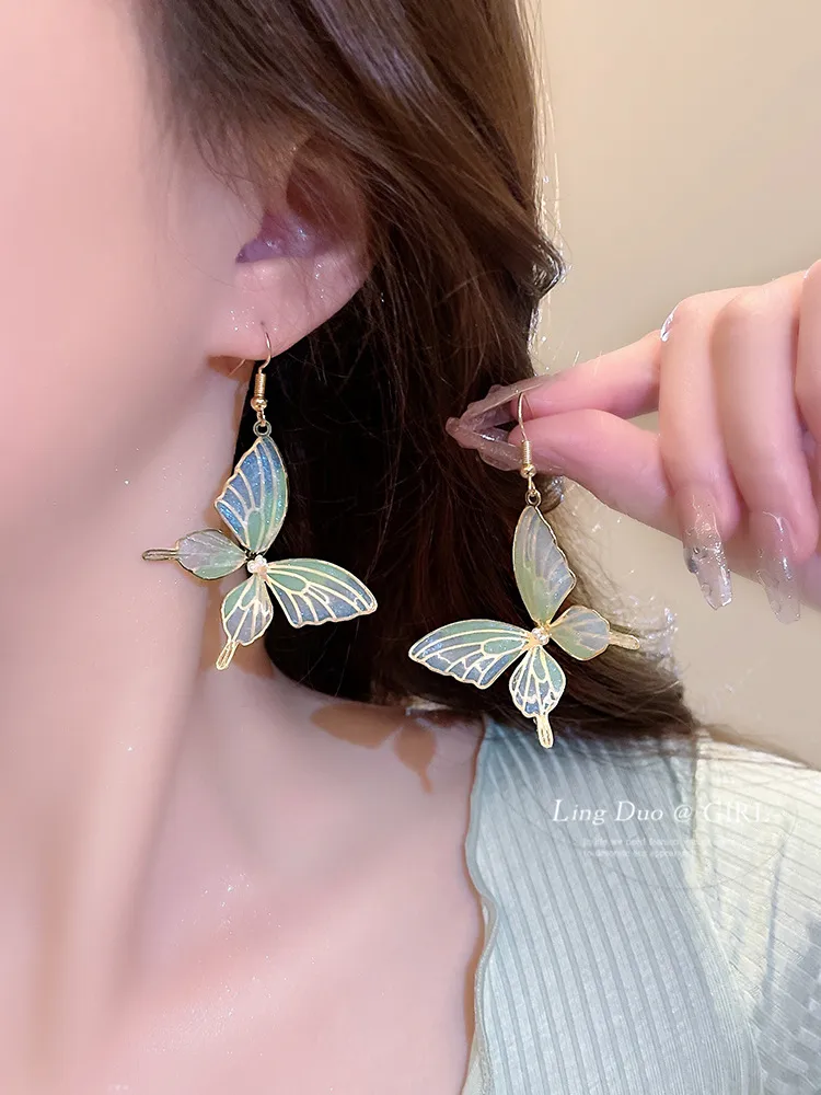 1 Pair Casual Simple Style Streetwear Butterfly Plating Copper Drop Earrings display picture 5