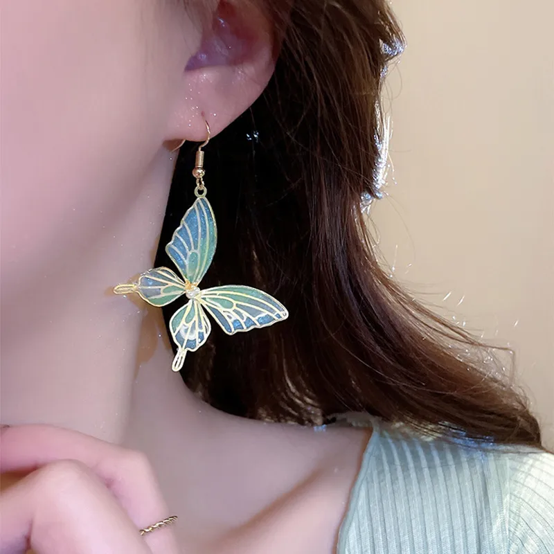1 Pair Casual Simple Style Streetwear Butterfly Plating Copper Drop Earrings display picture 7