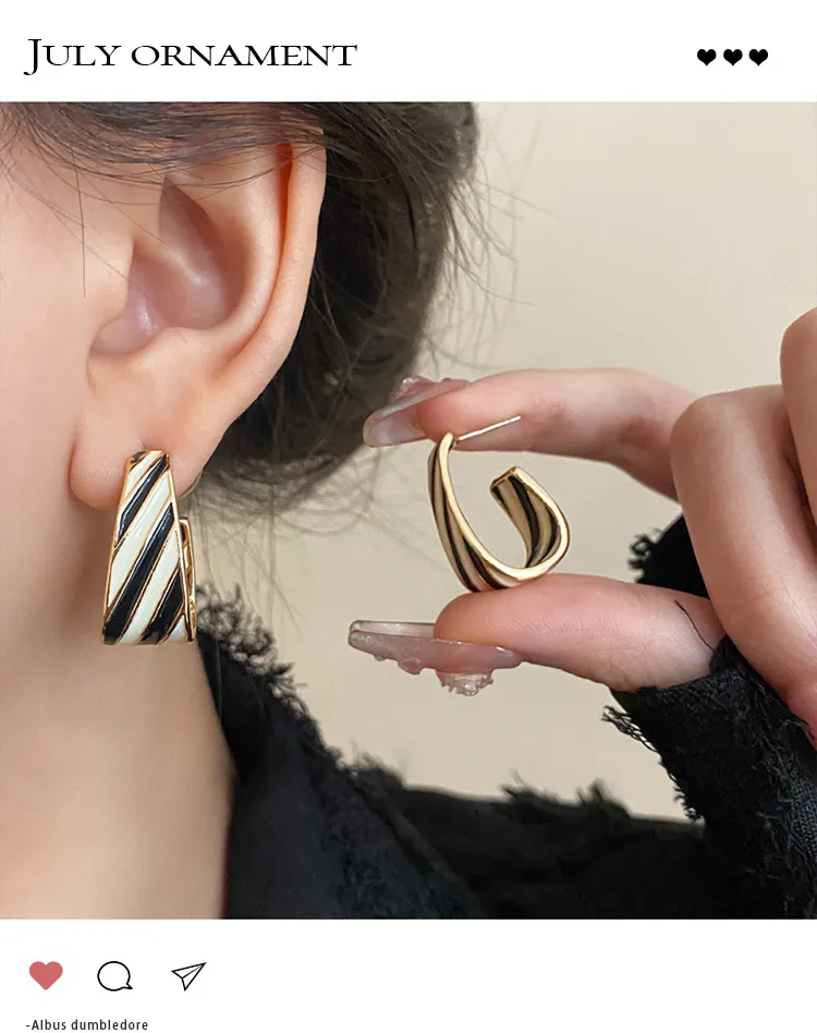 1 Pair Retro Geometric Enamel Alloy Earrings display picture 1