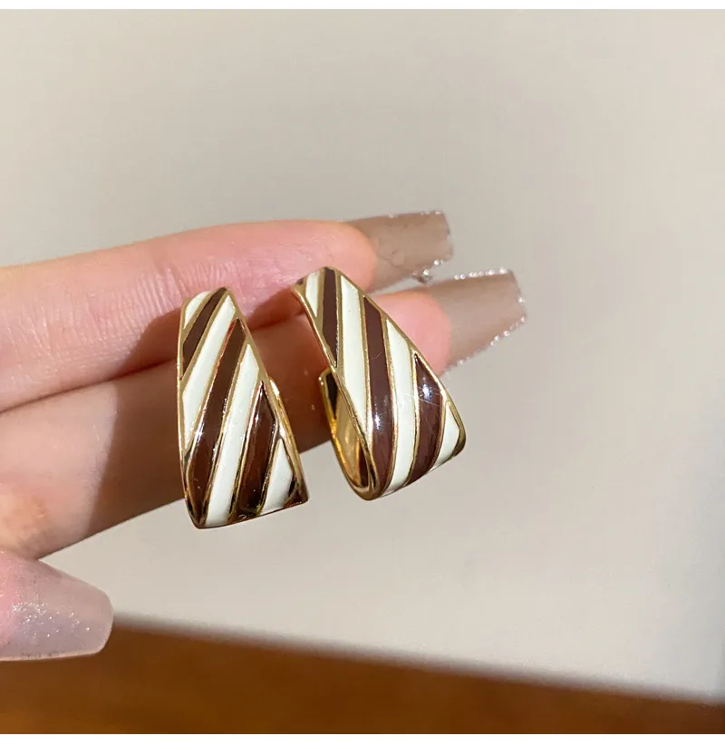1 Pair Retro Geometric Enamel Alloy Earrings display picture 2