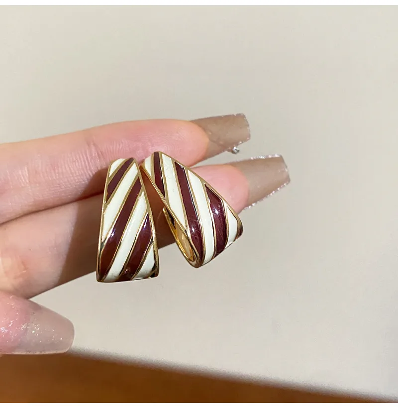 1 Pair Retro Geometric Enamel Alloy Earrings display picture 6