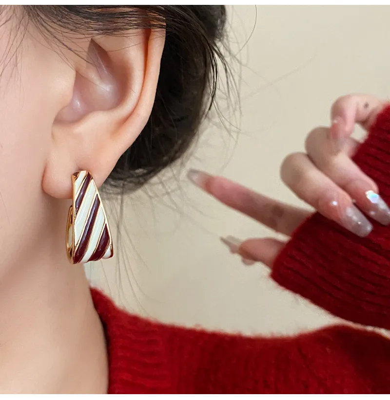 1 Pair Retro Geometric Enamel Alloy Earrings display picture 9
