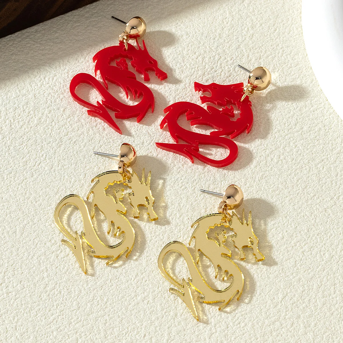 1 Pair Simple Style Dragon Arylic Drop Earrings display picture 6