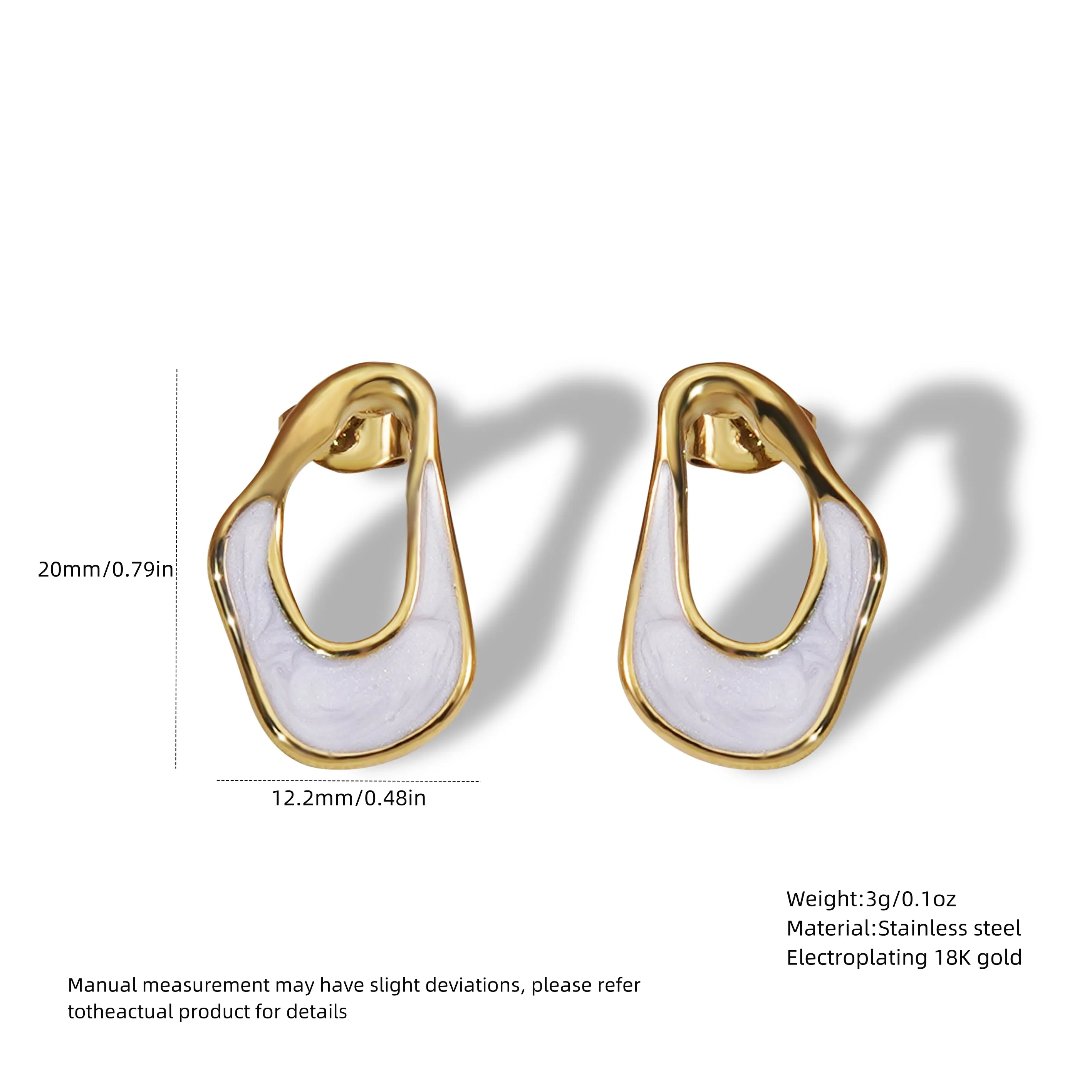 1 Pair Elegant Simple Style Asymmetrical Irregular Asymmetrical 304 Stainless Steel 18K Gold Plated Hoop Earrings display picture 7