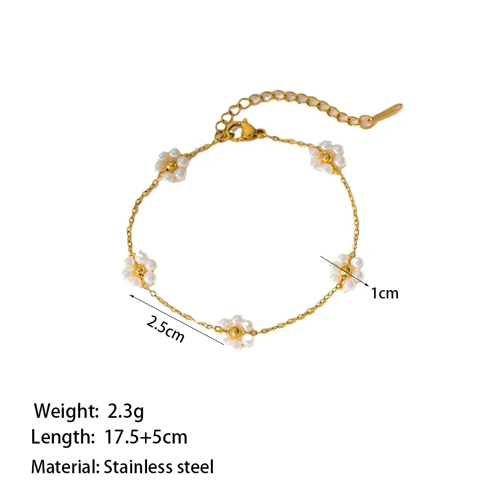 Wholesale Jewelry Casual Simple Style Flower 304 Stainless Steel Plastic 18K Gold Plated Plating Bracelets Necklace display picture 5
