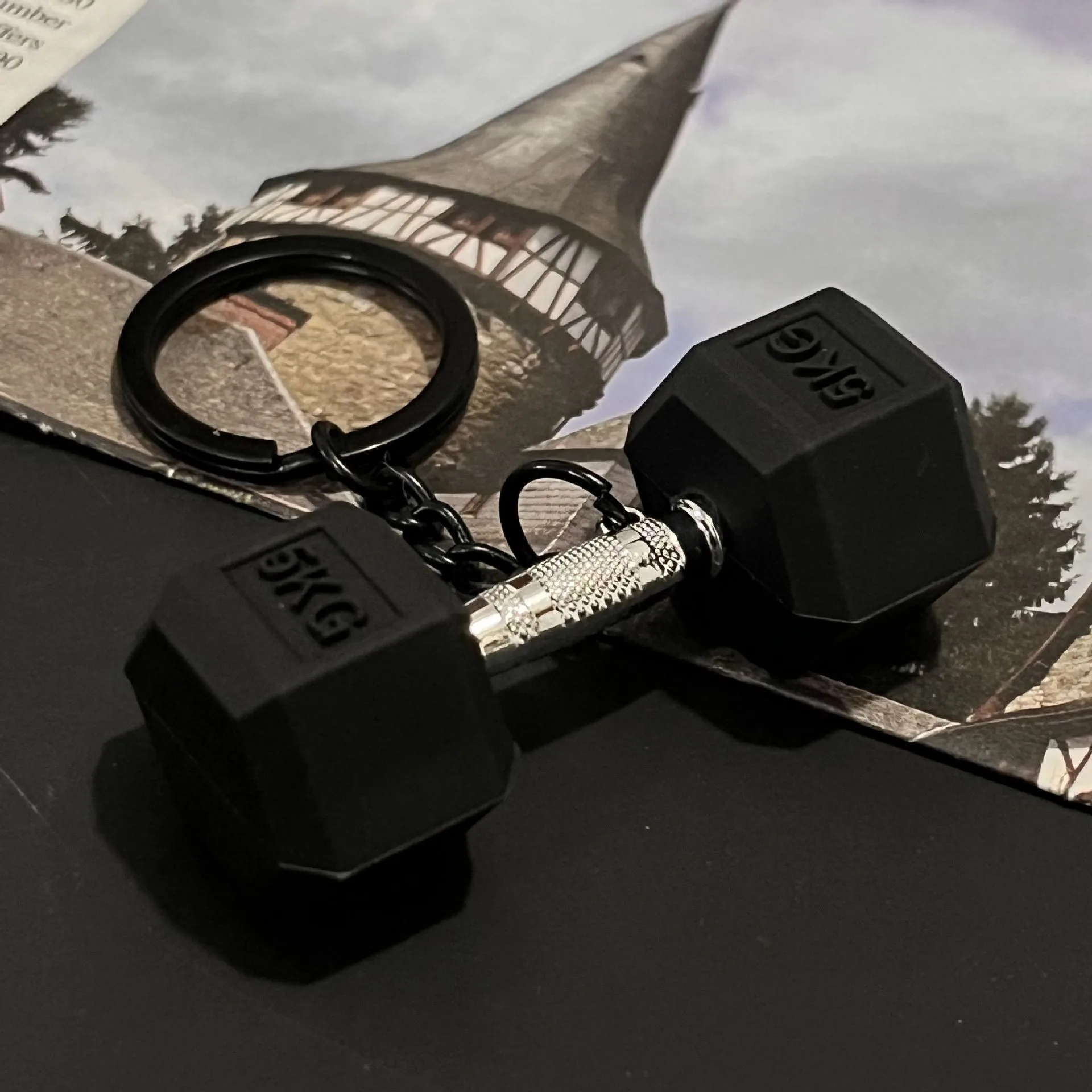 Removable Mini Large Barbell Fitness Series Thickened Keychain High Color Value Miu Bag Pendant Accessories Pendant display picture 33