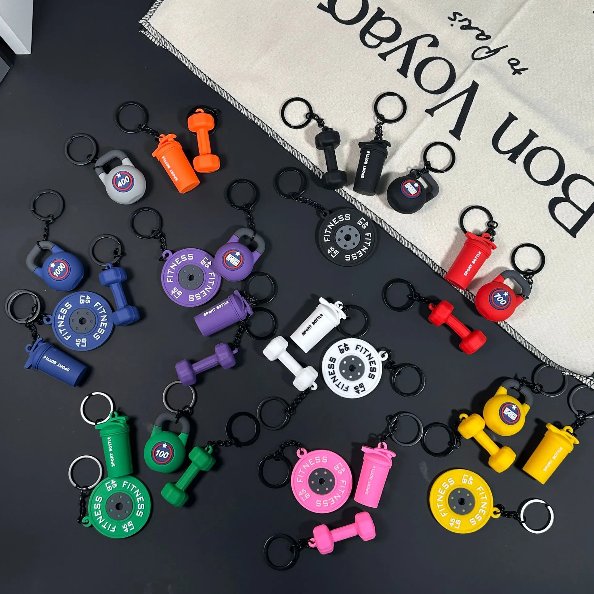 Removable Mini Large Barbell Fitness Series Thickened Keychain High Color Value Miu Bag Pendant Accessories Pendant display picture 11