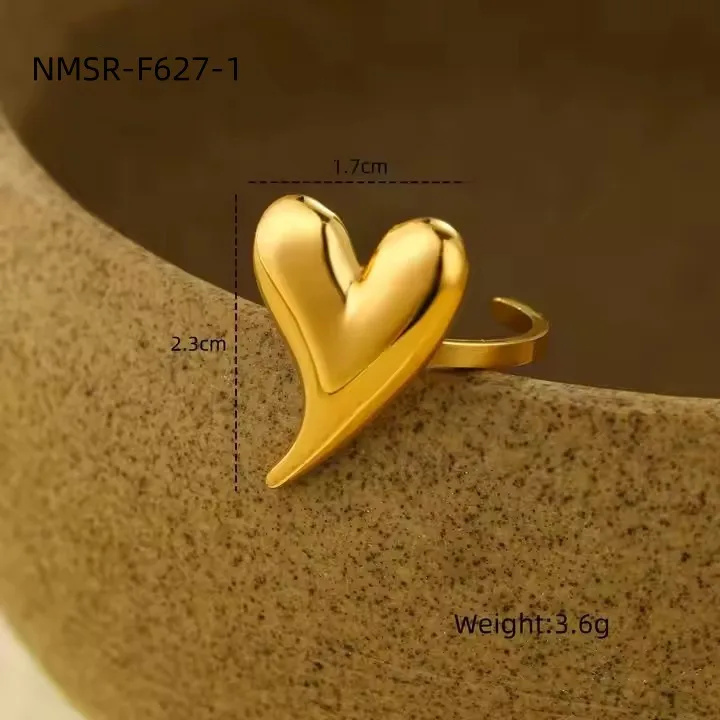 Classic Style Heart Shape 304 Stainless Steel Women's Adjustable Ring Charm Rings Open Rings display picture 9