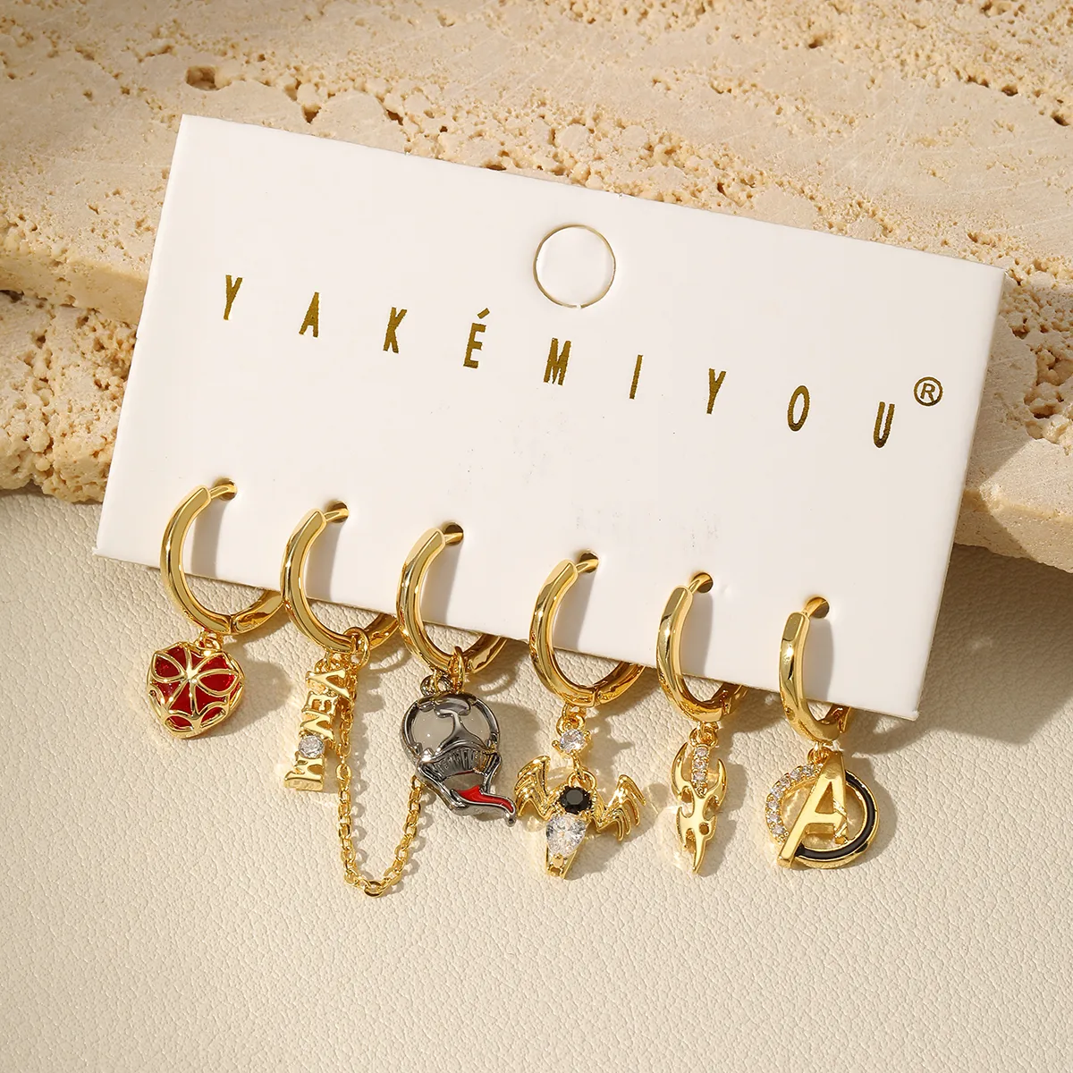 1 Set Yakemiyou Funny Novelty Letter Bat Inlay Copper Zircon 14K Gold Plated Drop Earrings display picture 1