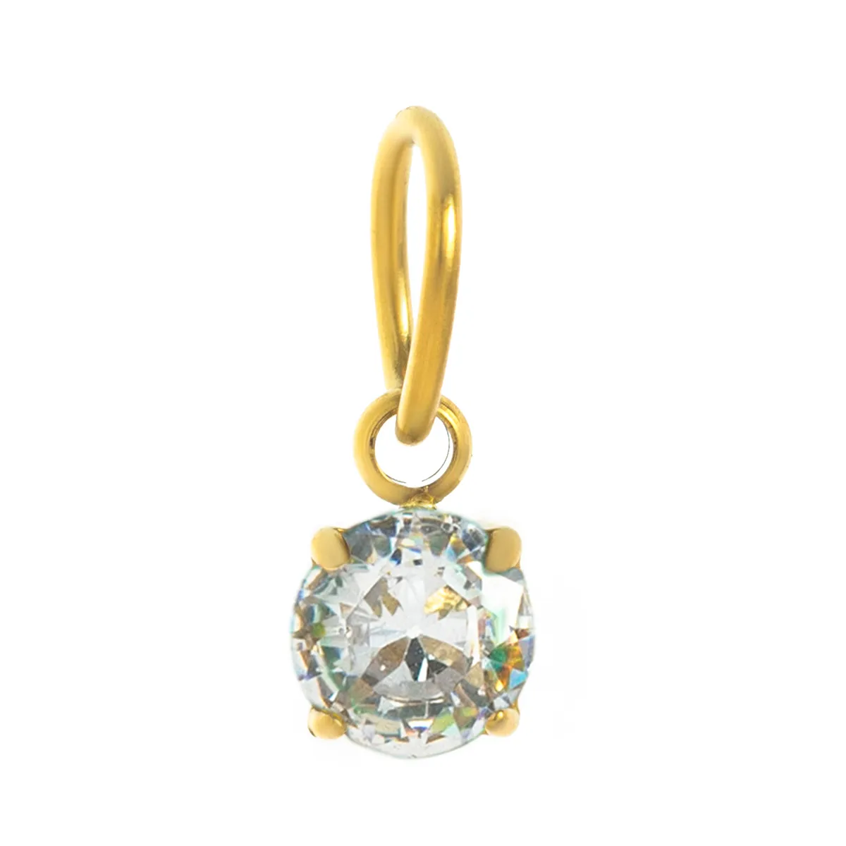 1 Piece 5*13mm 304 Stainless Steel Zircon 18K Gold Plated Round Pendant Jewelry Accessories display picture 10