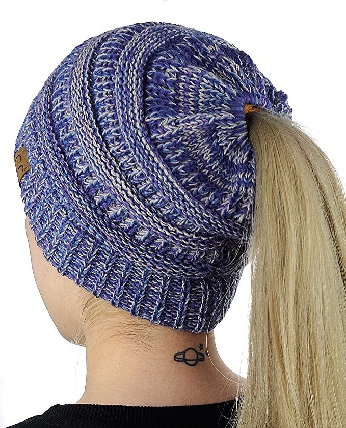 European-style Popular Hat Children's Winter Outdoor Warm Wool Empty Top Ponytail Knit Hat Baotou Hat  Outlet display picture 1