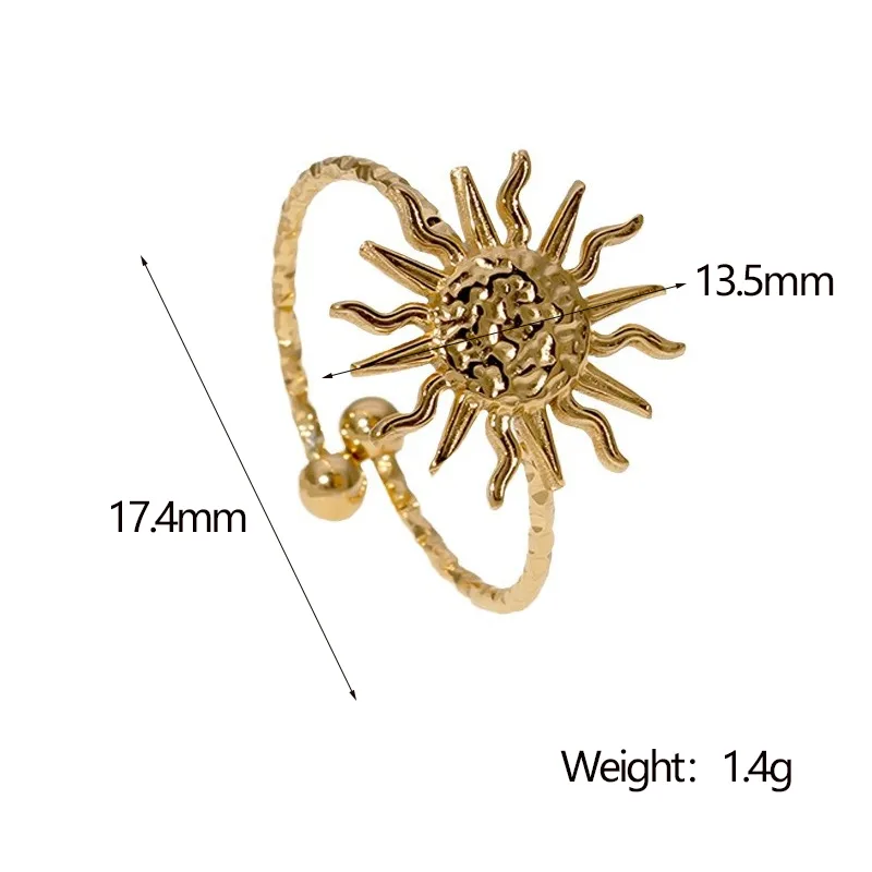 Wholesale Jewelry IG Style Modern Style Sun 304 Stainless Steel 18K Gold Plated Open Rings display picture 1