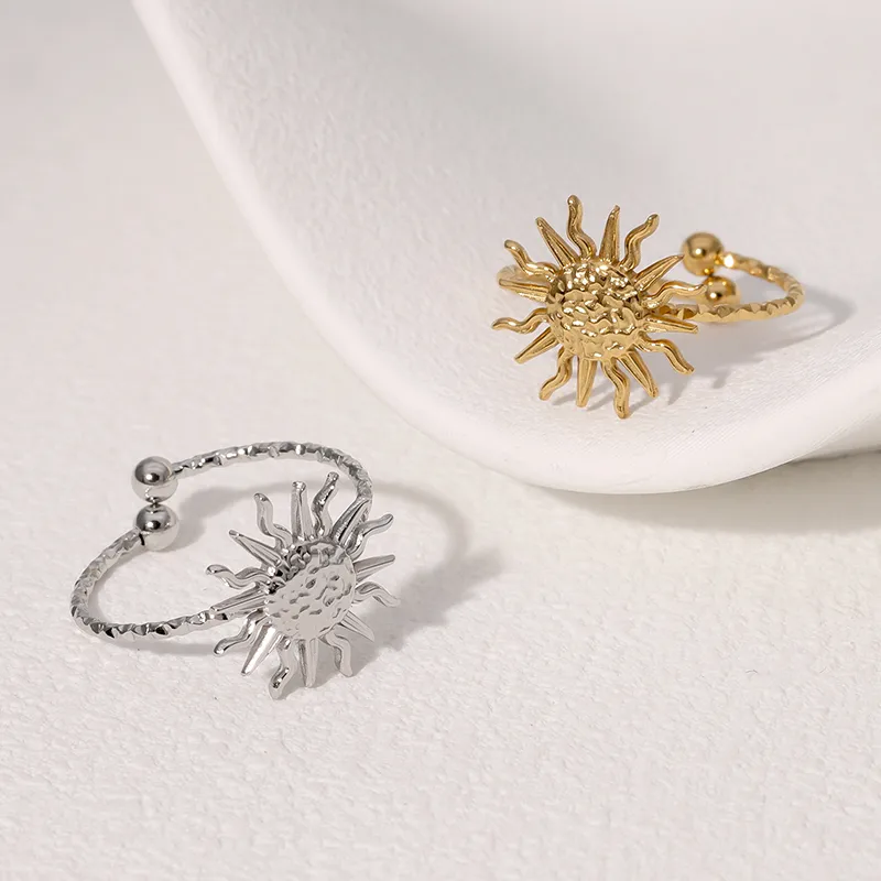 Wholesale Jewelry IG Style Modern Style Sun 304 Stainless Steel 18K Gold Plated Open Rings display picture 2