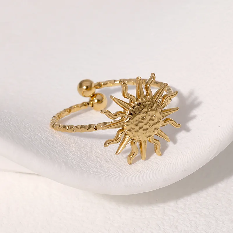 Wholesale Jewelry IG Style Modern Style Sun 304 Stainless Steel 18K Gold Plated Open Rings display picture 5