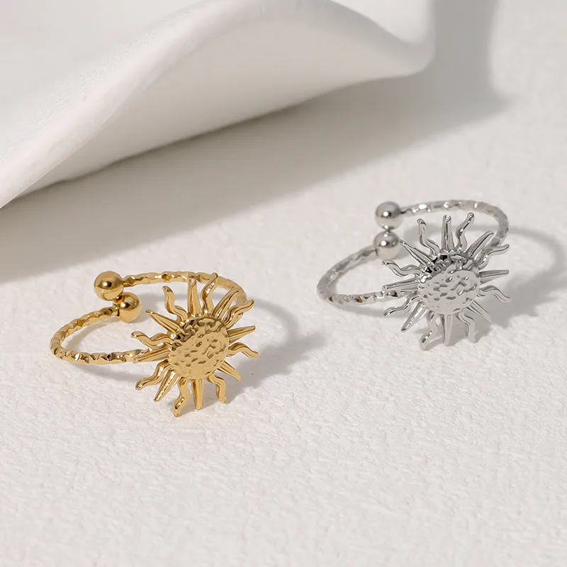 Wholesale Jewelry IG Style Modern Style Sun 304 Stainless Steel 18K Gold Plated Open Rings display picture 3