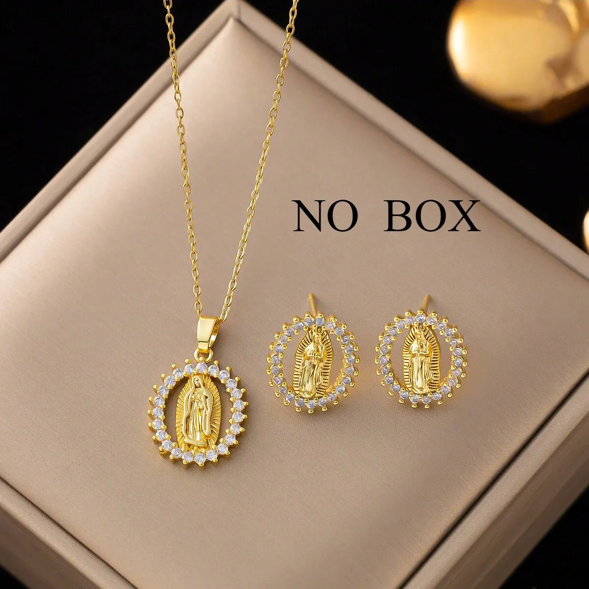 Vintage Style Oval 316 Stainless Steel  Women's Earrings Necklace Jewelry Set display picture 1