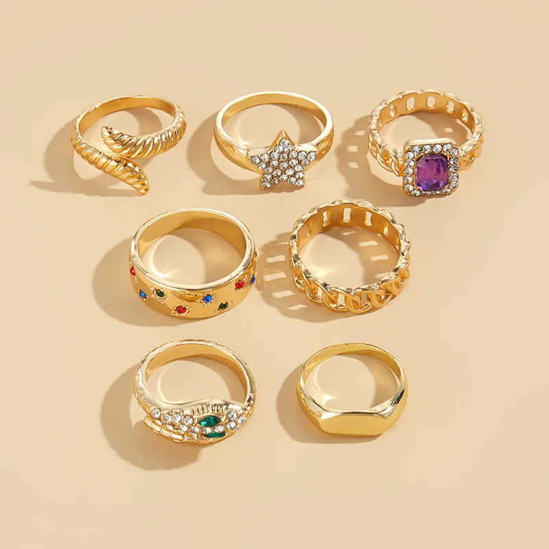 Vintage Style Luxurious Star Alloy Rhinestone Women's Rings display picture 1