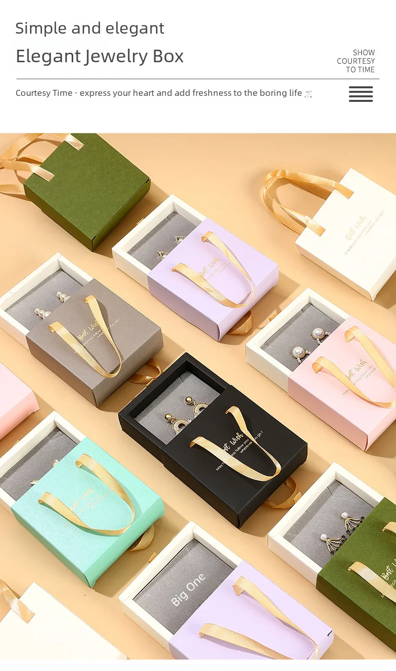 Portable Drawer Jewelry Box Bracelet Ring Earrings Necklace Bracelet Jewelry Packaging Box Jewelry Storage Soft Box display picture 3