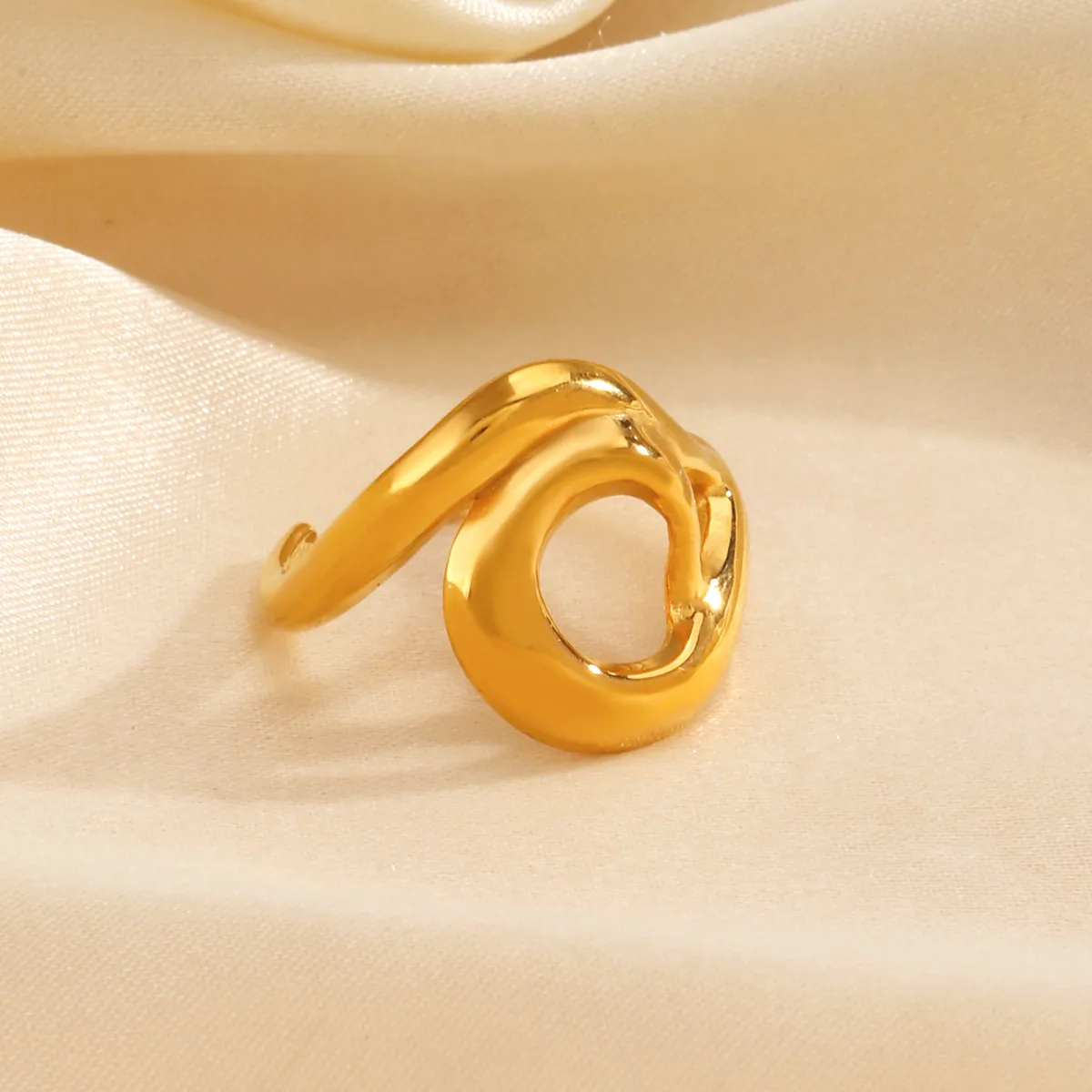 Wholesale Jewelry Simple Style Irregular 304 Stainless Steel 18K Gold Plated Polishing Open Rings display picture 3