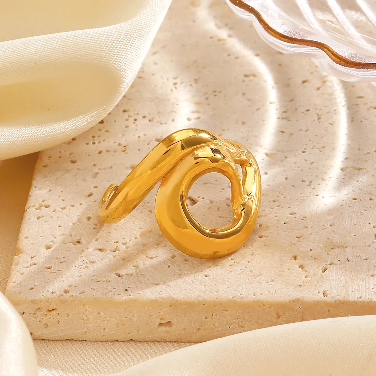 Wholesale Jewelry Simple Style Irregular 304 Stainless Steel 18K Gold Plated Polishing Open Rings display picture 2