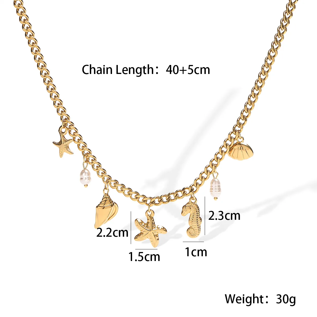 Wholesale Jewelry Retro Vacation Beach Dolphin Hippocampus Shell 304 Stainless Steel Multi Charms Necklace display picture 1