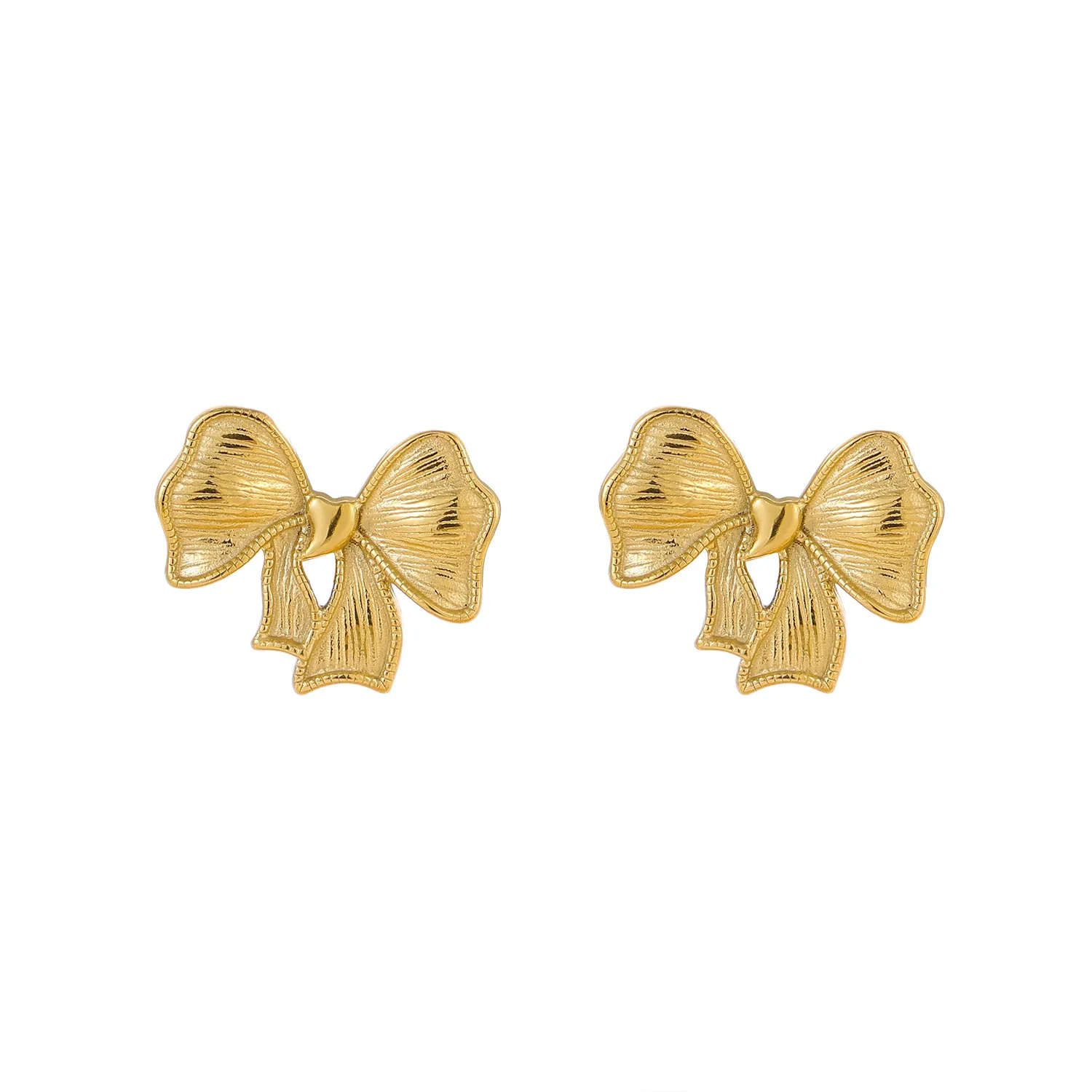 1 Pair Simple Style Bow Knot 304 Stainless Steel 18K Gold Plated Earrings display picture 5