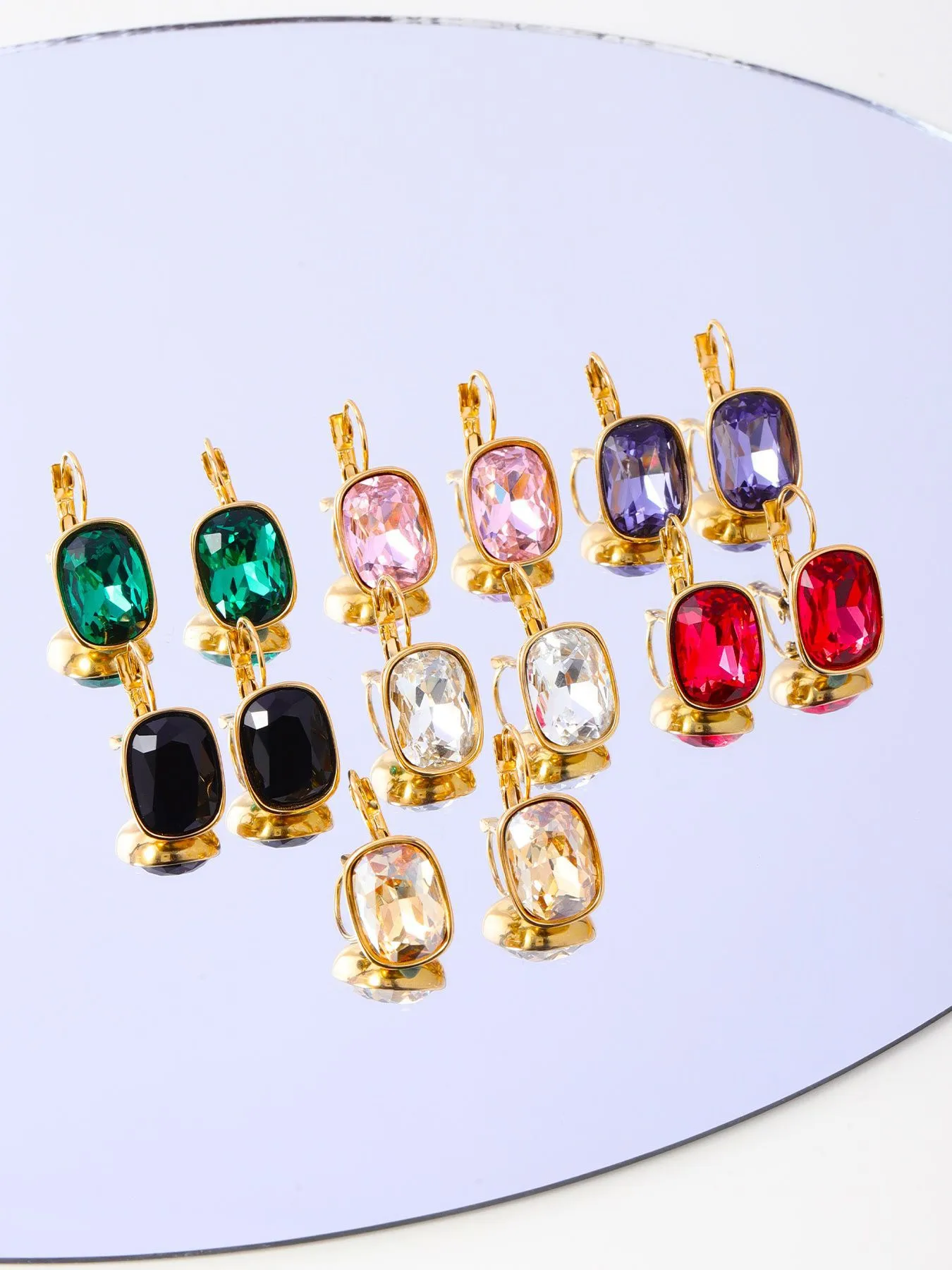 1 Pair IG Style Geometric 304 Stainless Steel Zircon 18K Gold Plated Earrings display picture 1