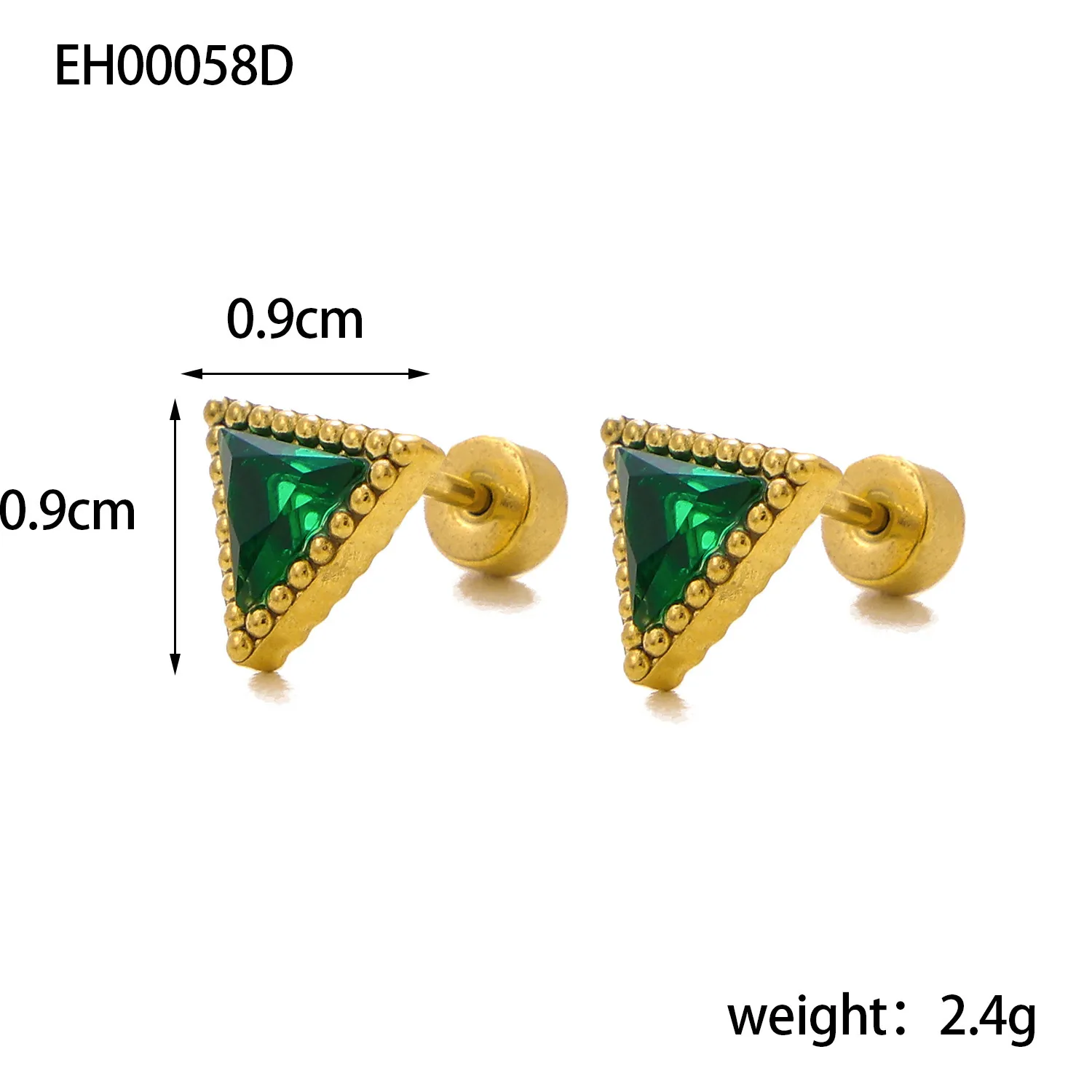 1 Pair Simple Style Triangle 304 Stainless Steel Zircon 18K Gold Plated Earrings display picture 3
