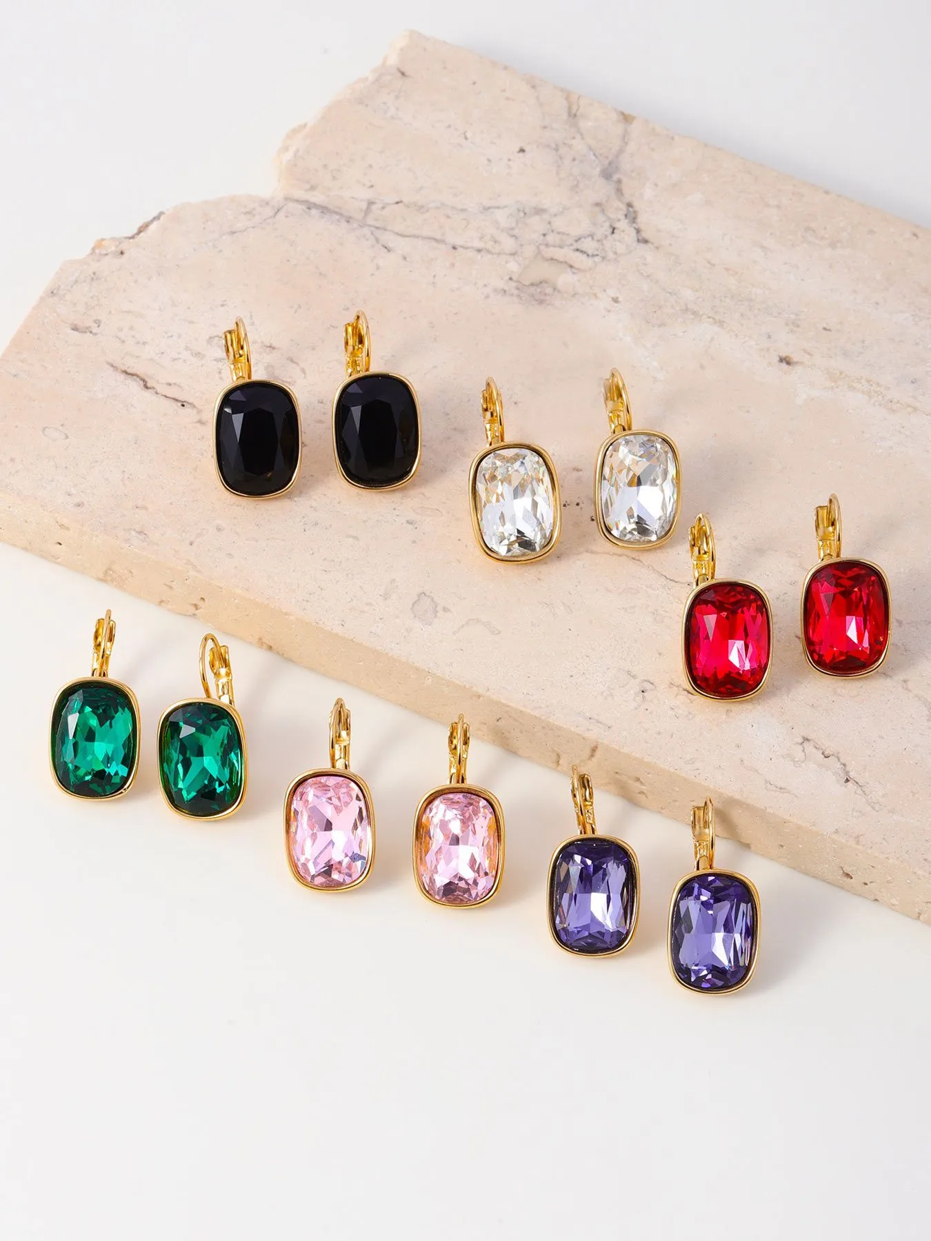 1 Pair IG Style Geometric 304 Stainless Steel Zircon 18K Gold Plated Earrings display picture 2