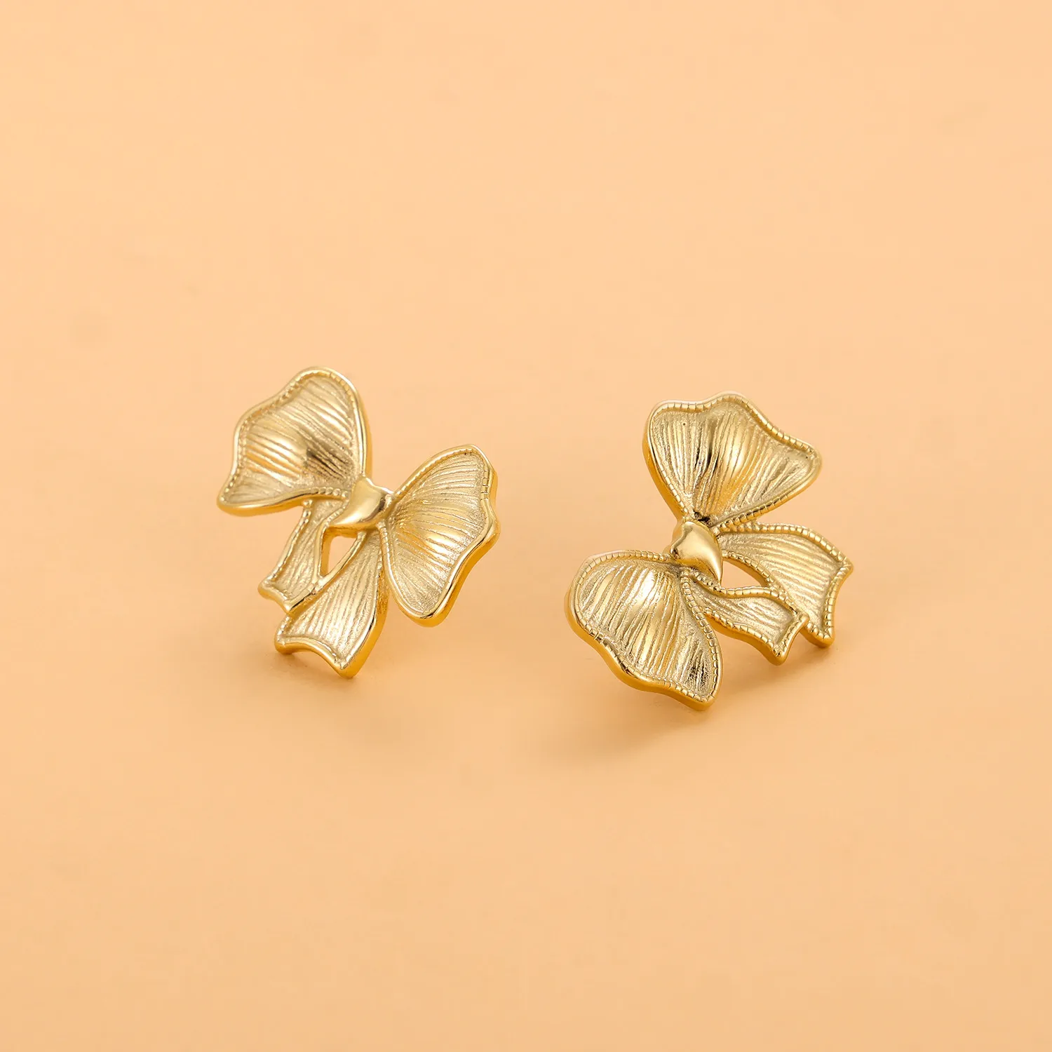 1 Pair Simple Style Bow Knot 304 Stainless Steel 18K Gold Plated Earrings display picture 6