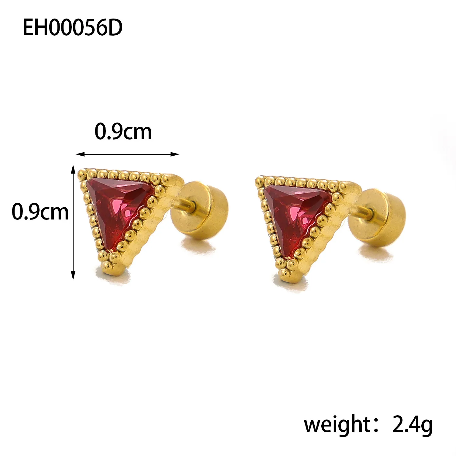 1 Pair Simple Style Triangle 304 Stainless Steel Zircon 18K Gold Plated Earrings display picture 4