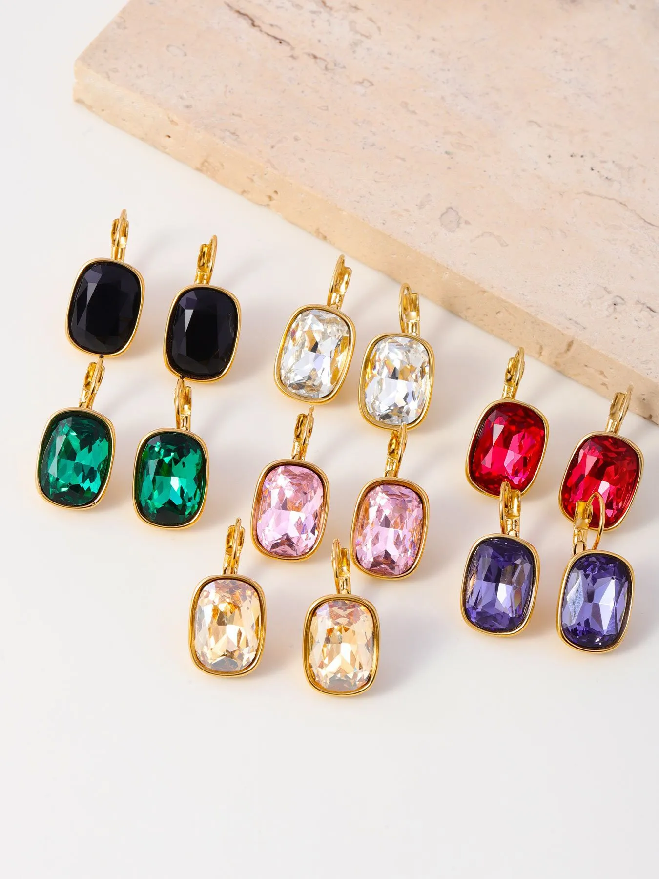 1 Pair IG Style Geometric 304 Stainless Steel Zircon 18K Gold Plated Earrings display picture 3