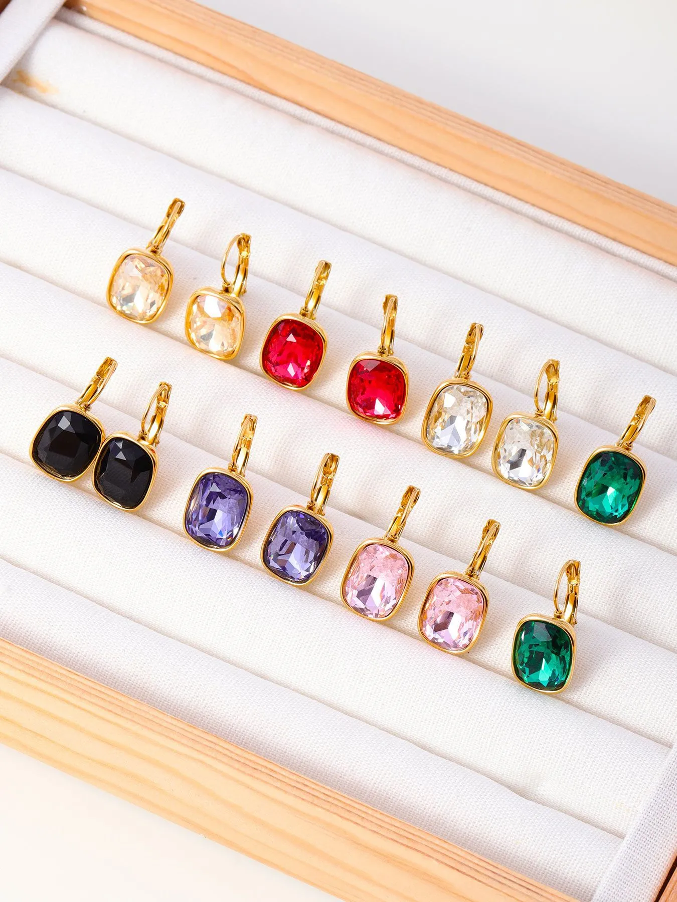 1 Pair IG Style Geometric 304 Stainless Steel Zircon 18K Gold Plated Earrings display picture 4