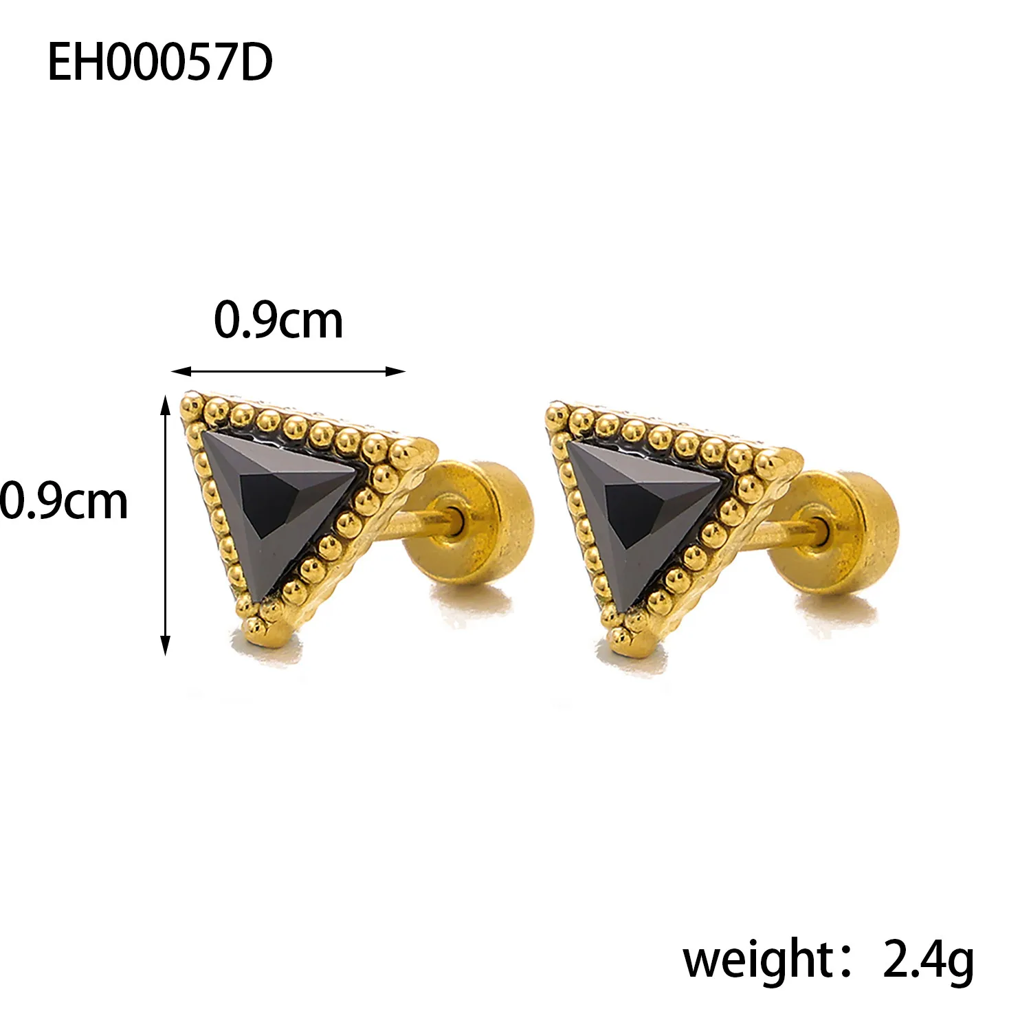 1 Pair Simple Style Triangle 304 Stainless Steel Zircon 18K Gold Plated Earrings display picture 5