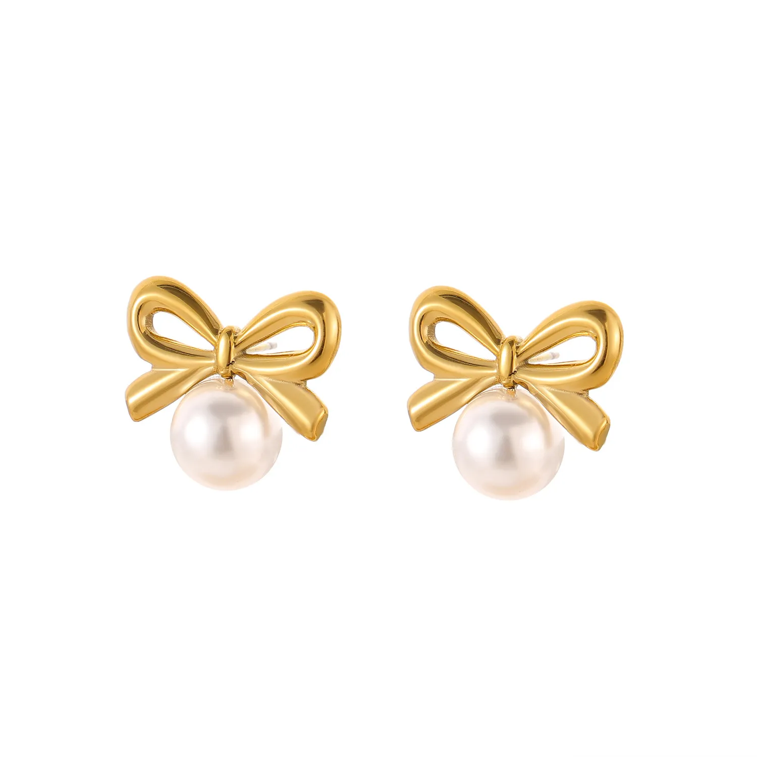 1 Pair Simple Style Bow Knot 304 Stainless Steel 18K Gold Plated Earrings display picture 16